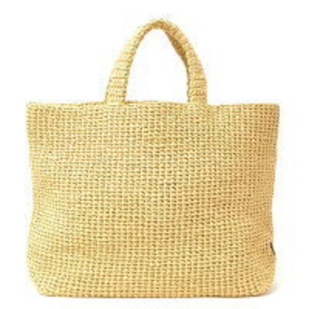Prada Raffia Tote Bag Beige Black Triangle - Picture 3 of 7